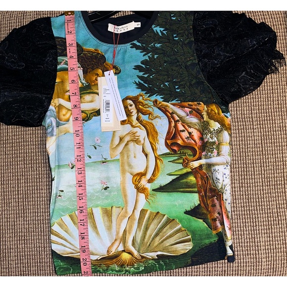 Alice + Olivia Posey Lace Puff Sleeve Blouse Tee Top - Picture 13 of 16